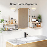 Amada Natural Wood Floating Bathroom Shelves with Storage Basket – Stylish Wall Organisers for Every Space AMADA HOMEFURNISHING