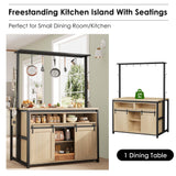 IDEALHOUSE 42'' Sliding Barn Door Kitchen Island with Storage, Multi-Functional Dining and Living Room Cabinet IDEALHOUSE