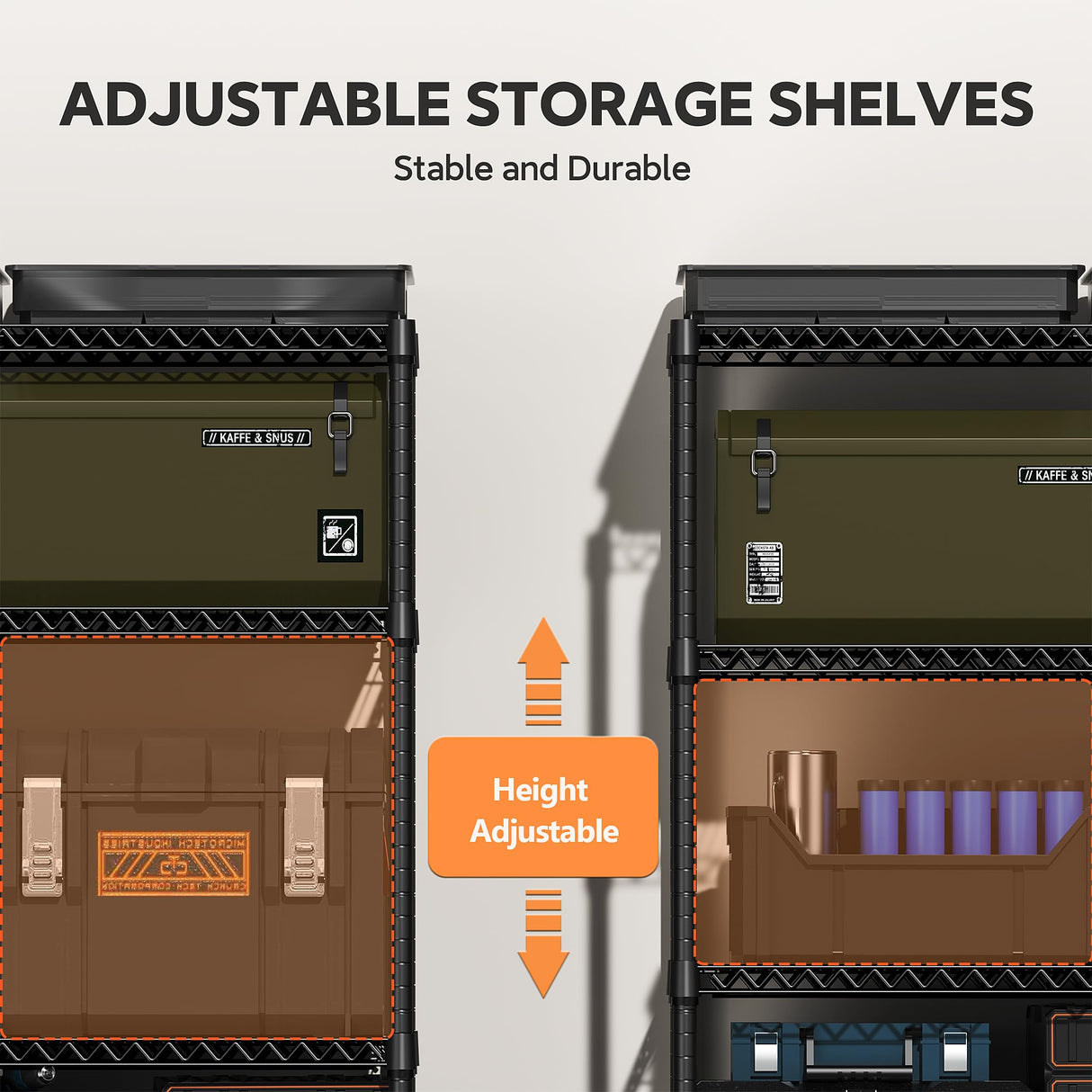 M MZG 5 Tiers Storage Shelves Load 3300LBS, Metal Shelving Wire Metal Shelving Unit Shelves for Storage Adjustable Garage Shelving for Pantry Kitchen Garage Black 17.7" D x 59.1" W x 70.4" H M MZG