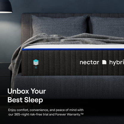 Nectar Hybrid California King Mattress 12 Inch - Medium Firm Gel Memory Foam - Steel Springs - Cooling Technology - 365-Night Trial - Forever Warranty,White