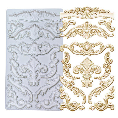 KAKIWYHHH Baroque Curlicues Scroll Lace Border Relief Flower Lace Filigree Sculpted Decoration Fondant,Sugar Craft,Cake Decorating,Molds, Epoxy Resin Silicone,Baking DIY,Craft,Soap,Polymer Clay