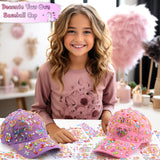 Christmas Gifts for Girls Decorate Your Own Baseball Cap with 12 Sheets Unicorn Gem Stickers, Fun Arts and Crafts Kit for Kids Age 4-12, 2PCS DIY Baseball Cap Birthday Gifts for Girls 4 5 6 7 8 9 10 Yoart