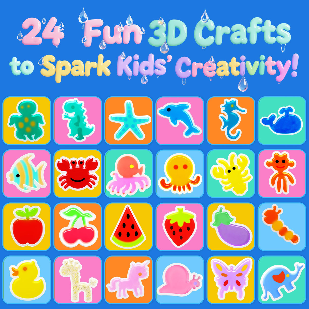 QANIY Magic Water Elf Toy Kit with 20 Magic Gels and 24 Shape MoldsMagic Water Elf, Aqua Fairy, Magic Water Gel Kit, DIY Squishy Maker Kit, Magic Water Art Kit Favors, Kids Crafts Ages 4-8 QANIY