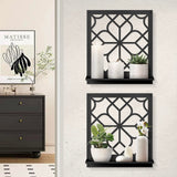 Black Metal Wall Art Holder Set of 2, Black Farmhouse Home Wall Decor, Minimalist Rustic Wall Art, Aesthetics Wall Candle Holder for Living Room Bedroom Bathroom (11.8 x 13 in) Sokurdeg