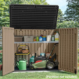 YITAHOME Large Outdoor Horizontal Storage Shed, 47 cu ft Resin Tool Shed w/o Shelf, Outdoor Waterproof Storage with Floor for Trash Cans, Garden Tools, Lawn Mower, Lockable, 4.5x2.8x3.9 ft, Brown YITAHOME