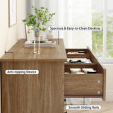 JOZZBY 55" Walnut Dresser for Bedroom, 7 Drawer Wood Large Dresser with Metal Knob, Modern Chests of Deep Drawers Organizer for Home Office, Hallway JOZZBY