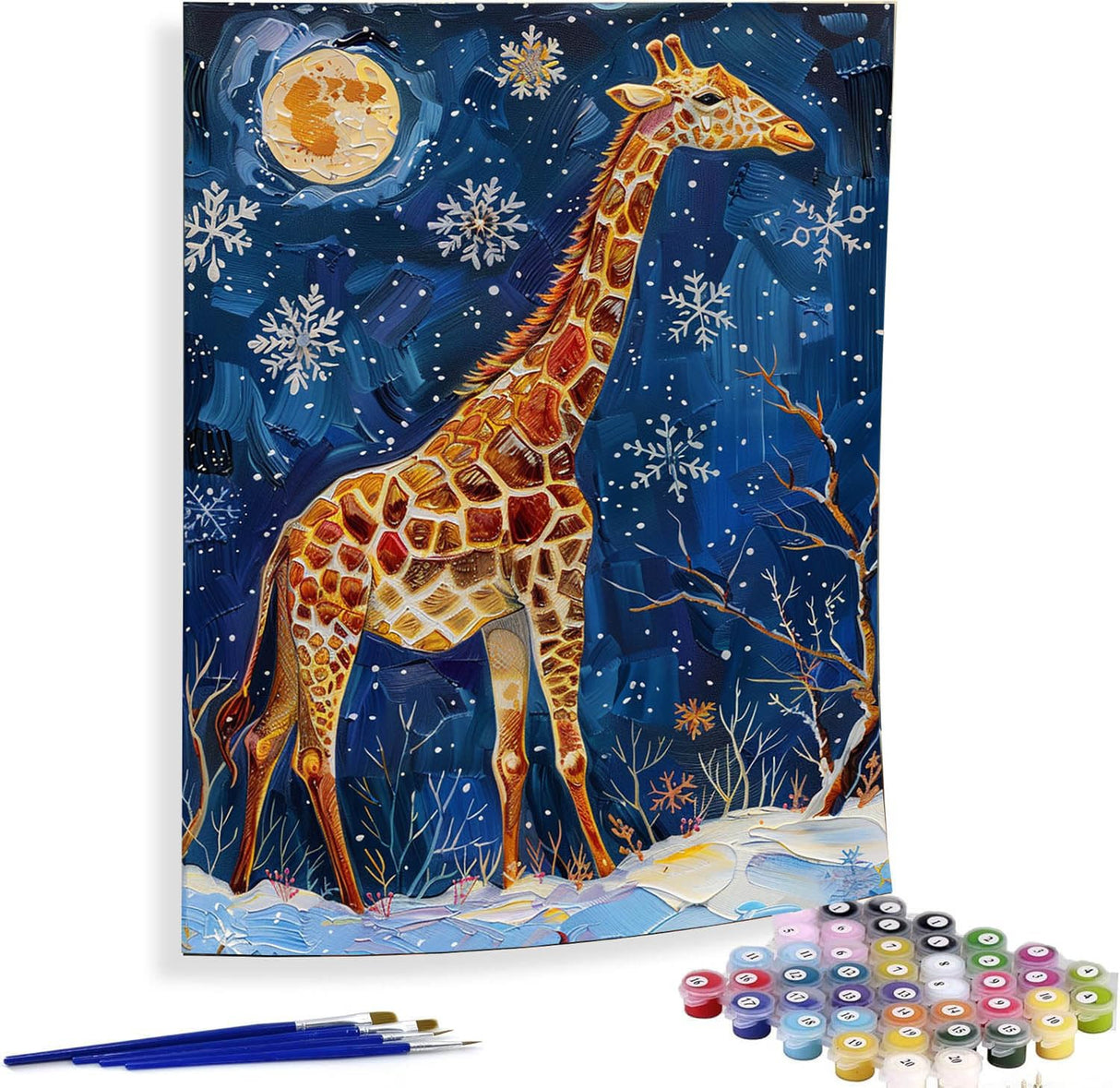 Diymood Paint by Numbers for Adults Giraffe, DIY Oil Painting Snow Acrylic Paint by Number Kits for Kids Adults Beginner for Home Wall Decor 16x20 inch Diymood
