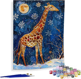 Diymood Paint by Numbers for Adults Giraffe, DIY Oil Painting Snow Acrylic Paint by Number Kits for Kids Adults Beginner for Home Wall Decor 16x20 inch Diymood