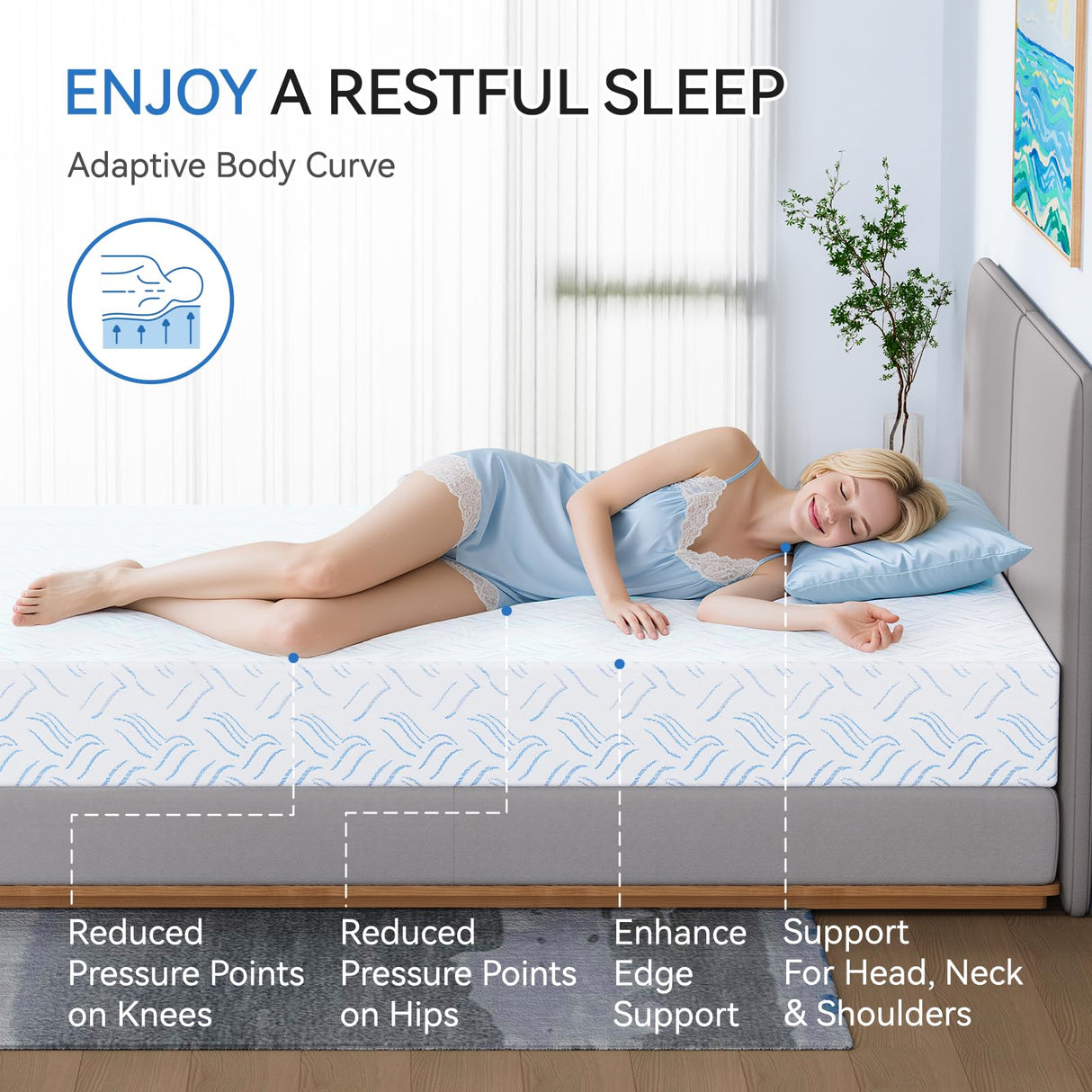 MSJh King Mattress,Cooling Gel Memory Foam Mattress Medium Firm, with Removable Cover, Bed in A Box,Made in The USA,Support Cool Night Sleep & Pressure Relief,White(10 in, King-80"*76"*10") MSJh