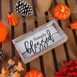 FESTWIND Tiered Tray Decor, Simply Blessed Sign Embossed Metal With Wood Frame - Shelf, Mantel, Blessed Signs for Home Decor - Rustic Thanksgiving, Primitive Decoration FESTWIND