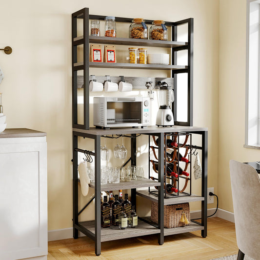 YITAHOME 6-Tier Coffee Bar with Power Outlet and Storage Shelves - WoodArtSupply