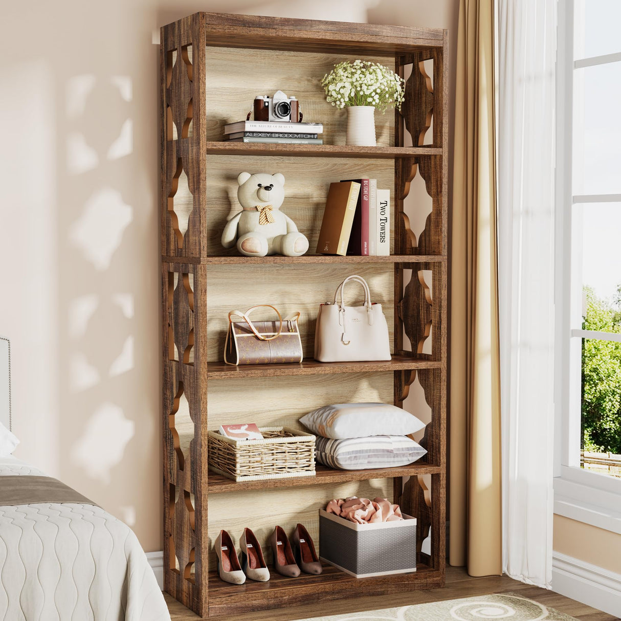 Tribesigns 6-Tier Bookcase, 70-Inch Tall Freestanding Bookshelf with Storage Shelves, Open Bookcase Wood Display Shelving Unit for Living Room Bedroom Tribesigns