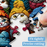 Winter Cat Puzzles for Adults 1000 Pieces, Funny Kitten Jigsaw Puzzles, Fantasy Hat Kitty Animal Puzzle as Home Decor PPuzzling