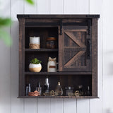 OKD Bathroom Wall Cabinet, Farmhouse Medicine Cabinet with Sliding Barn Door & Adjustable Shelves, Storage Cabinet Wall Mounted for Bathroom, Kitchen, Dark Rustic Oak OKD