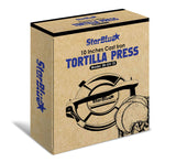 10 Inch Cast Iron Tortilla Press by StarBlue with FREE 100 Pieces Oil Paper and Digital Recipes e-book - Tool to make Indian style Chapati, Flour Tortilla, Roti StarBlue
