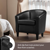 Topeakmart Faux Leather Club Chair, Modern Accent Chair and Cozy Barrel Armchair with Sturdy Legs for Living Room Bedroom Reception Room, Black Topeakmart