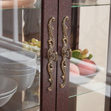 Eyisean Glass Display Cabinet, 52" H Curio Cabinet with Adjustable Shelves and Mirrored Back Panel, China Cabinet with Light Bulb inclued, Rack for Living Room Storage (Dark Cherry) Eyisean