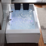 Empava 72" x 48" Whirlpool Tub, 2 Person Jetted Bathtub, Hydro Massage & Chromatherapy [ETL Certified], 3 Sided Apron, Acrylic , 1125 Watt, 110 Gallons, Left Drain Empava