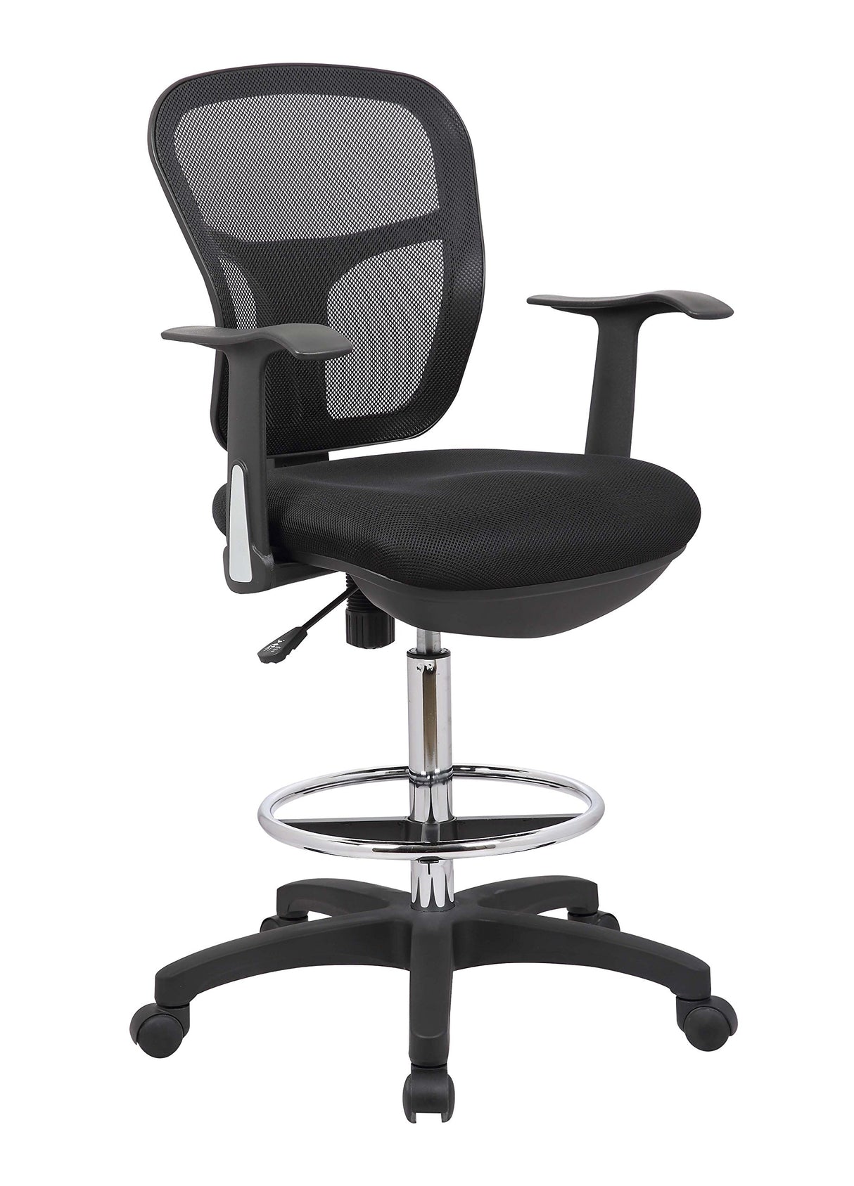 OfficeFactor Drafting Chair Tall Office Chair with Arms Executive Ergonomic Standing Desk Chair with Anti Scratch Wheels and Footrest OFFICE FACTOR