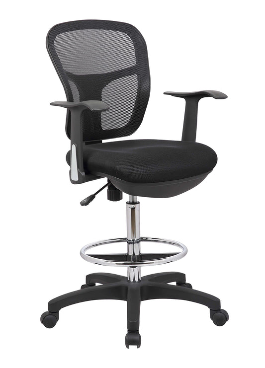 OfficeFactor Drafting Chair Tall Office Chair with Arms Executive Ergonomic Standing Desk Chair with Anti Scratch Wheels and Footrest - WoodArtSupply