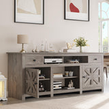 YITAHOME TV Stand for 75/80 Inch TV, Farmhouse Entertainment Center with Storage, 70 Inch TV Cabinet with Drawers and Power Outlet, TV Console for Living Room (Grey Oak) YITAHOME