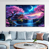 igoodom Large Diamond Painting, Large Cherry Blossoms Diamond Art Kits for Adults, Full Drill Round Big Diamond Painting, DIY Gem Art and Crafts for Home Wall Decor Gift 27.5 X 15.7inch igoodom
