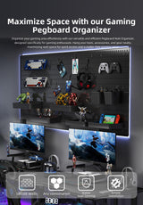 EVDBOBO Wall Organizer Peg Board - Elevate And Declutter Your Gaming And Office - Create A Perfectly Structured Space(Black) EVDBOBO