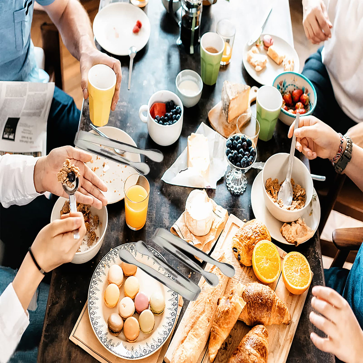 6PCS Ice Tongs Mini Sugar Tongs 4.25Inch Stainless Steel Small Serving Tongs, Small Kitchen Tiny Tongs for Appetizers,Tea Party, Coffee Bar, Desserts by Sunenlyst (Silver) Sunenlyst