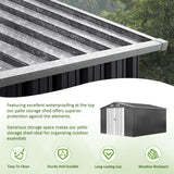 DAUSOLA 10x12 FT Outdoor Storage Shed, Metal Garden Tool Shed with Updated Frame Structure and Lockable Doors, Ideal for Backyard Garden Patio Lawn, Grey DAUSOLA