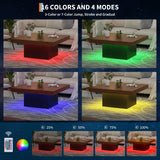 GarveeHome Square Coffee Table with Led Lights, 35 inch Living Room Tables, Modern Coffee Tables with Plug-in 16-Color LED Lights, Cocktail Table for Home Office, Apartment, Reading Room GarveeHome