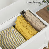 HOOBRO Storage Chest, Retro Toy Box Organizer with Safety Hinge, Sturdy Entryway Storage Bench, Wooden Look Accent Furniture, Easy Assembly, White WT100CW01 HOOBRO
