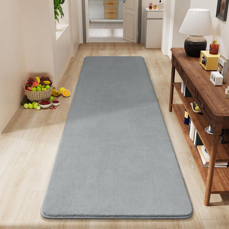 Amearea Modern Soft Hallway Runner Rug, 2x6 Feet Washable Runner Rugs for Hallway, Grey Fluffy Rug Bedroom Bedside Rugs, Non Slip Memory Foam Rug Carpet for Entrance Kitchen Living Room Decor Amearea