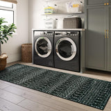 Lahome Moroccan Black Rug - 2x8 Washable Non-Skid Kitchen Floor Runner, Low-Profile, Non Slip, Geometric Print Distressed Entryway Runner for Hallways, Laundry Room, Foyer Lahome