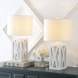 JONATHAN Y JYL1062B-SET2 Stewart 21.5" Wood LED Table Lamp Farmhouse, French Country, Rustic, Bohemian, Bedroom, Living Room, Office, College, Bookcase, White (Set of 2) JONATHAN Y