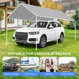 12' x 20' Canopy Replacement Cover for Carport, 220G Heavy Duty Replacement Top Cover for Car Garage, Waterproof & UV Protected Tarp with 48 Ball Bungees (Only Cover, Frame Not Included), Grey Buzleer
