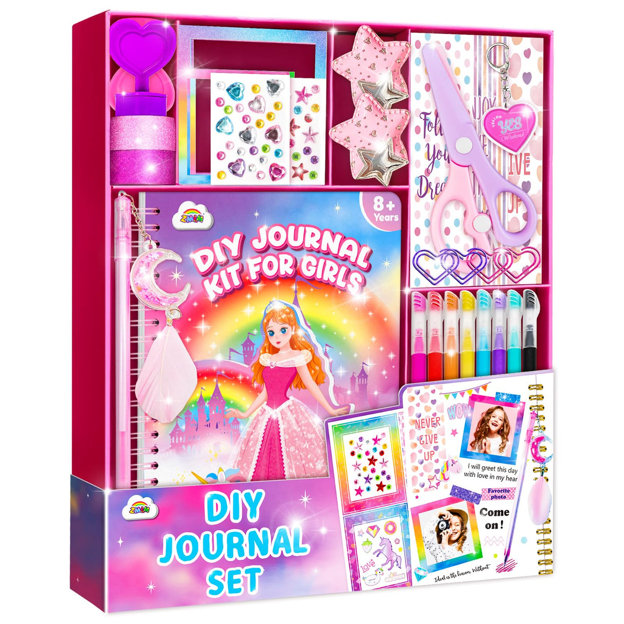 ZMLM DIY Journal Kit for Girls - Gifts for 6 7 8 Year Old Girl, Journal Set Scrapbook Kit Diary Supplies Stationery Set for Girls, Journaling Art Crafts Kit Birthday Gifts for Girls 6-12 ZMLM