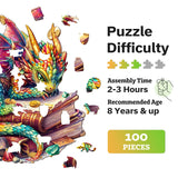 Jigfoxy Wooden Puzzles for Adults, Dragon Wood Puzzles Adult, Unique Animal Shape Wooden Jigsaw Puzzles, Birthday Gifts for Puzzles Lovers Family Friend (S-8.5 * 8in-100pcs) Jigfoxy
