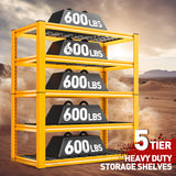 REIBII Garage Shelving Load 3000LBS, 5-Tier Storage Shelves, Adjustable Heavy Duty Metal Shelving Unit for Pantry, Basement, Warehouse, 72" H x 36" W x 16" D H, 3PC REIBII