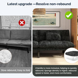 Futon Sofa Bed Convertible Solid Wood Couch Comfortable Chenille Fabric with 2 Cushions for Living Room (Black) homeokay