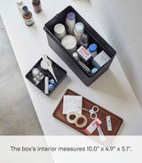 Yamazaki Home Tower First Aid Box Three Tiered Medical Supplies Metal Organizer with Multicompartment Storage - Steel + Wood YAMAZAKI