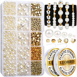 LEOBRO Pearl Beads for Bracelets, 720PCS Bracelet Making Kit for Adult, Friendship Bracelet Kits, Bracelet Bead Kits, Small Pearl Beads and Gold Beads Beading Kit for Bracelets, Jewelry Making Kit LEOBRO