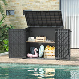 Horizontal Outdoor Storage Shed 36 Cu Ft - Resin Lockable Weatherproof Storage Cabinet/Box for Patio,Garden,Backyard,Outside-Black WTFGO