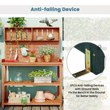 Harper & Bright Designs 65" Large Wooden Farmhouse Rustic Outdoor Potting Bench Table with 4 Storage Shelves and Side Hook, Patio Workstation, for Garden, Backyard, Natural Harper & Bright Designs