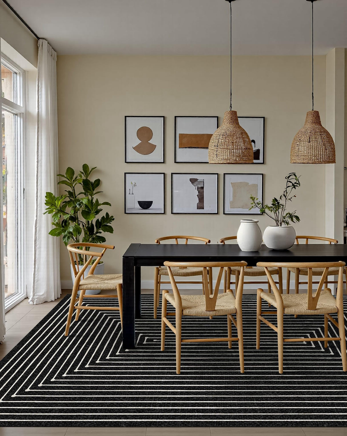 Latte&Fog 5x7 Area Rugs for Living Room Bedroom, Modern Abstract Washable Rug, Boho Non Slip Low Pile Carpet for Indoor Dining Room, Office, Dorm, Classroom, Farmhouse and Kids Room Latte&Fog