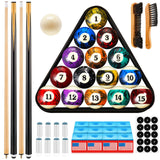 Outus 71pcs Pools Table Accessories Billiards Balls with Triangle Stand Pool Cue Chalks Cue Spot Sticker Brush(Dark Marble Style Balls) Outus