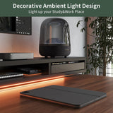 FEZIBO 55 x 24 Inch Height Adjustable Electric Standing Desk with Double Drawers, Stand Up Desk with LED Strips, Sit Stand Desk with Monitor Stand, Black Walnut FEZIBO