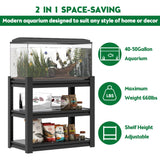 40-50 Gallon Fish Tank Stand, Metal Aquarium Stand, Adjustable Heavy Duty Reptile Tank Stand, Adjustable 3-Tier Fish Tank Rack Shelf for Home Office, Tank Not Included, 31.5 "L x 18 "W x 34"H - Black Fulocseny