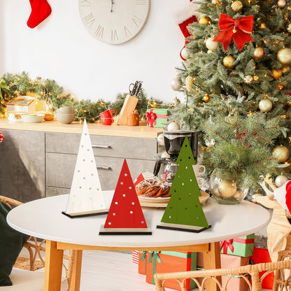 Gerrii 3 Pcs Wooden Christmas Tree Unfinished Tabletop Wood Christmas Trees with Hole Base 3 Size Standing Handmade Farmhouse Table Signs Centerpieces for Rustic Xmas Party DIY Decoration