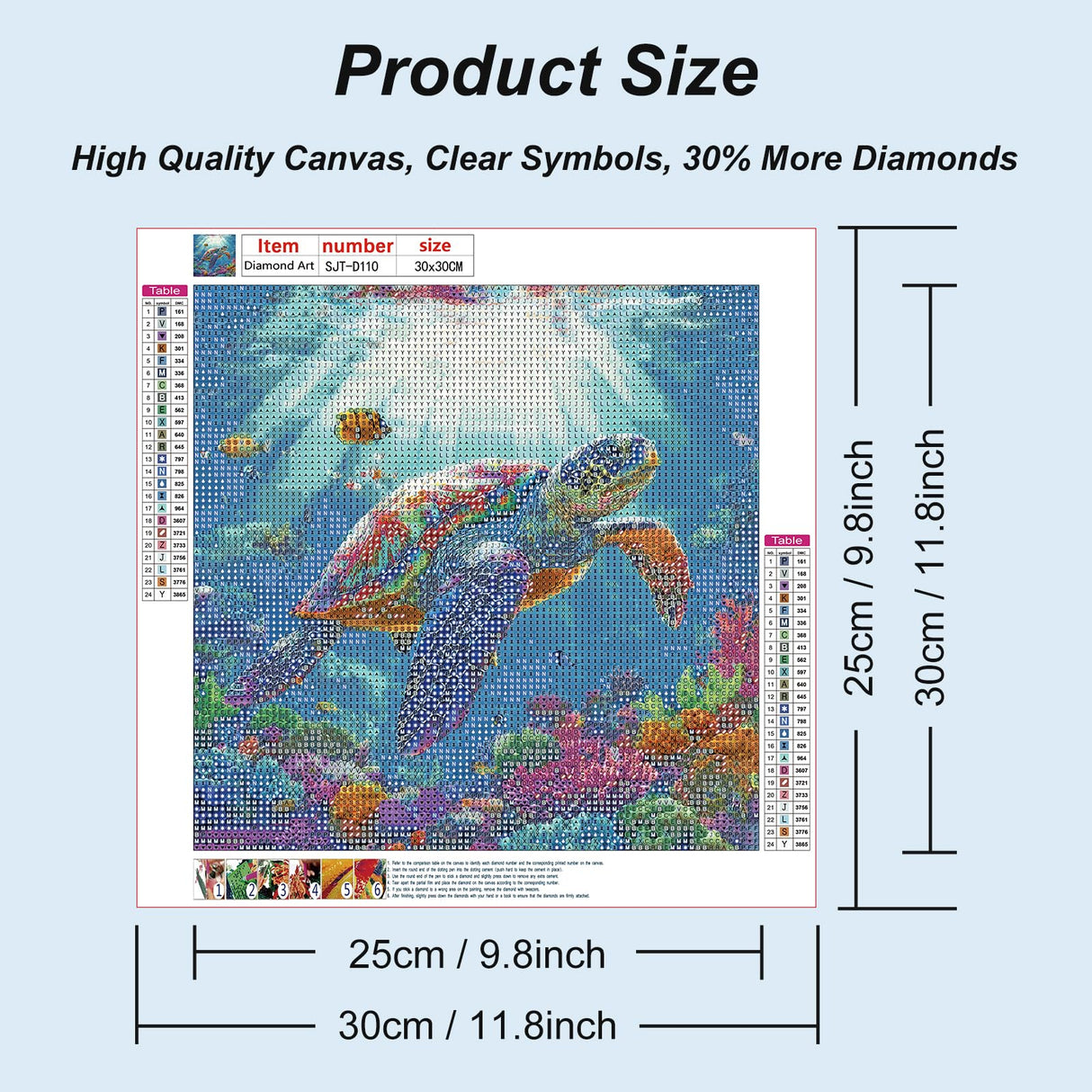 SJUTOUCI Sea Turtle Diamond Painting Kits for Adults, Diamond Art Kits for Beginners, 5D DIY Full Drill Gem Craft for Home Decor Gift 12x12inch, Animal SJUTOUCI