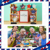 Yinkin 3 Pcs 4th of July Patriotic Table Decorations Rustic Standing Star Block Wooden Star Centerpieces for Tables Memorial Day Decorations Independence Day Tiered Tray Decor (American Flag Style) Yinkin